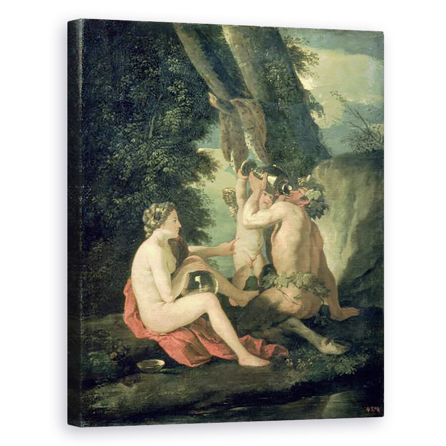 Tablou canvas - Nicolas Poussin - Satyr si nimfa, 40 x 50 cm