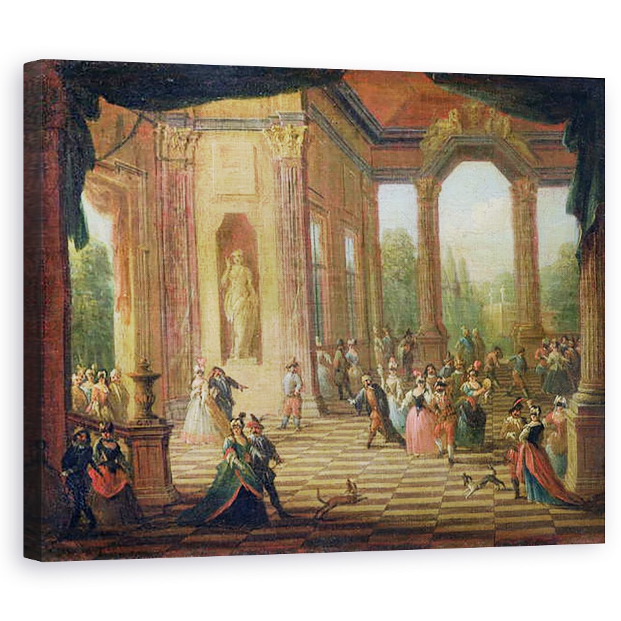 Tablou canvas - Scoala Italiana - Scena la un bal mascat, 80 x 100 cm