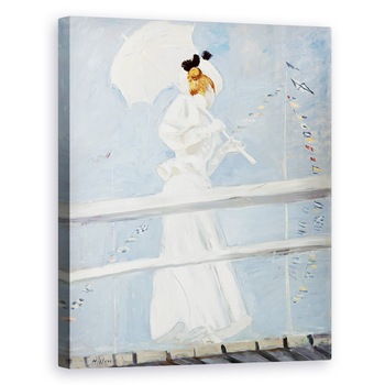 Tablou canvas - Paul Cesar Helleu - Tanara femeie cu o umbrela de soare pe un debarcader, 40 x 50 cm Tablou canvas - Paul Cesar Helleu - Tanara femeie cu o umbrela de soare pe un debarcader, 40 x 50 cm