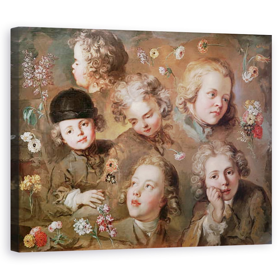 Tablou canvas - Nicolas-Bernard Lepicie - Capete si flori pentru copii, 40 x 50 cm