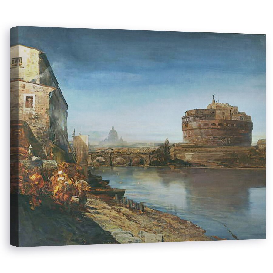 Tablou canvas - Oswald Achenbach - Castelul Sant Angelo la asfintit, 40 x 50 cm