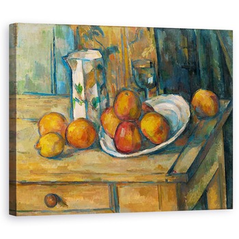 Tablou canvas - Paul Cezanne - Natura statica cu ulcior de lapte si fructe, 60 x 75 cm Tablou canvas - Paul Cezanne - Natura statica cu ulcior de lapte si fructe, 60 x 75 cm