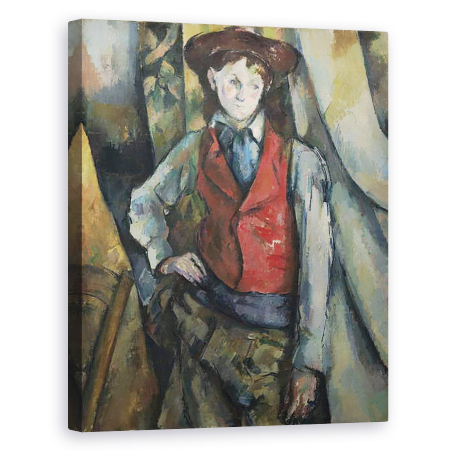 Tablou canvas - Paul Cezanne - Baiat intr-o vesta rosie, 60 x 75 cm