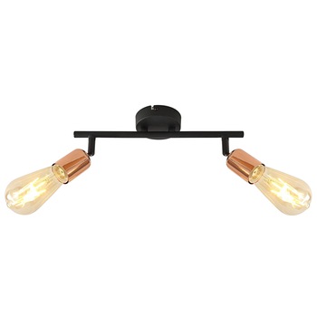 Plafoniera Straight AP2, KL162007, 2 x E27, cupru + negru Plafoniera Straight AP2, KL162007, 2 x E27, cupru + negru