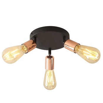 Plafoniera Straight Pl3 KL163006, 3 x E27, cupru + negru Plafoniera Straight Pl3 KL163006, 3 x E27, cupru + negru