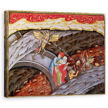 Tablou canvas - Master of the Vitae Imperatorum - Ms 2017 f.245 Infernul lui Dante cu un comentariu de Guiniforte degli Bargigi, 60 x 75 cm Tablou canvas - Master of the Vitae Imperatorum - Ms 2017 f.245 Infernul lui Dante cu un comentariu de Guiniforte degli Bargigi, 60 x 75 cm