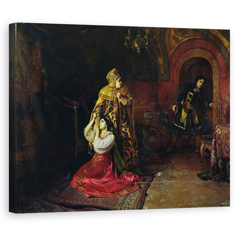 Tablou canvas - Nikolai Pavlovich Shakhovskoi - Ultimele minute ale familiei lui Godunov, 60 x 75 cm