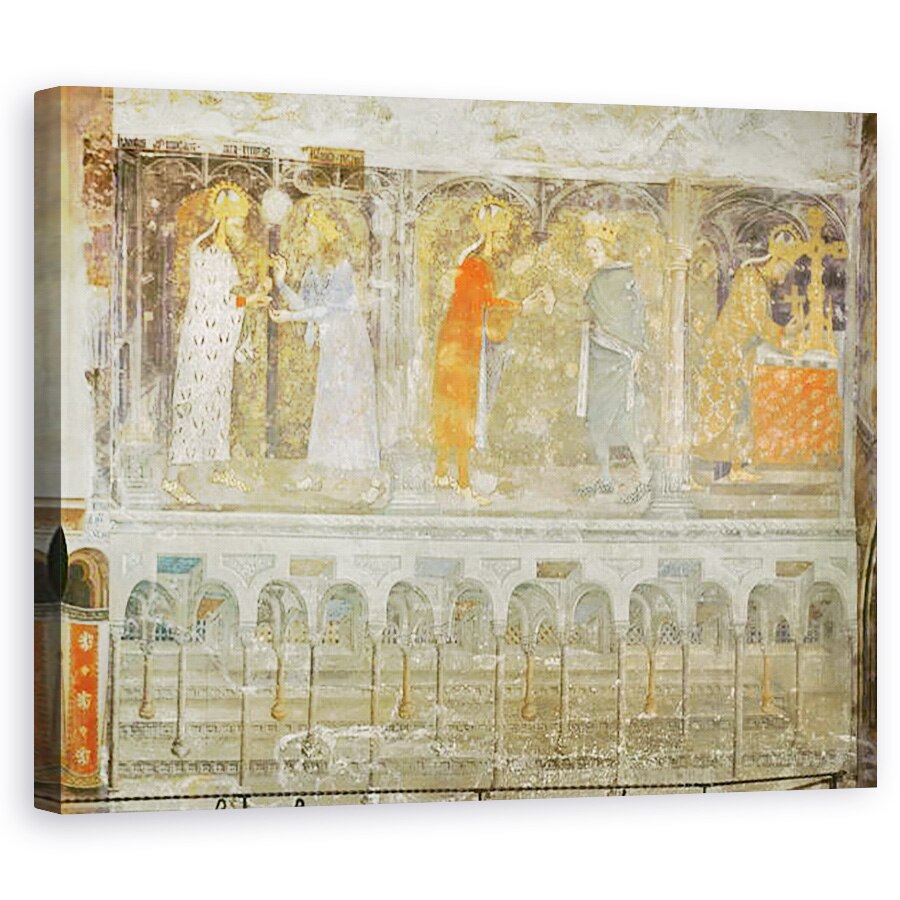 Tablou canvas - Nikolaus or Mikulas Wurmser - Sfantul imparat Roman Carol al IV-lea 1316-78 primind un ghimpe din coroana lui Hristos de la Jean al II-lea 1319-64 Le Bon, din capela Maicii Domnului, 60 x 75 cm