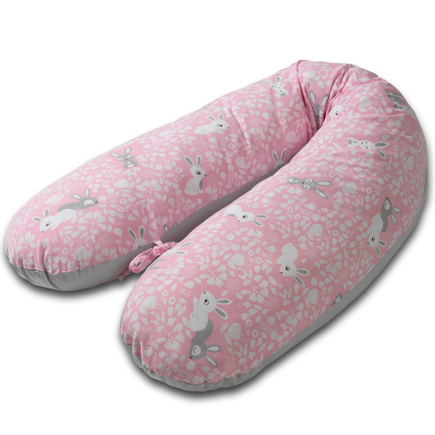 Perna gravide 3 in 1 cu husa detasabila Kidizi Lena, lungime 160 cm, Sweet Bunny Grey