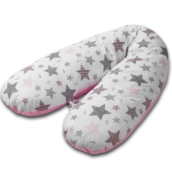 Perna gravide 3 in 1 cu husa detasabila Kidizi Lena, lungime 160 cm, Pink Stars Perna gravide 3 in 1 cu husa detasabila Kidizi Lena, lungime 160 cm, Pink Stars