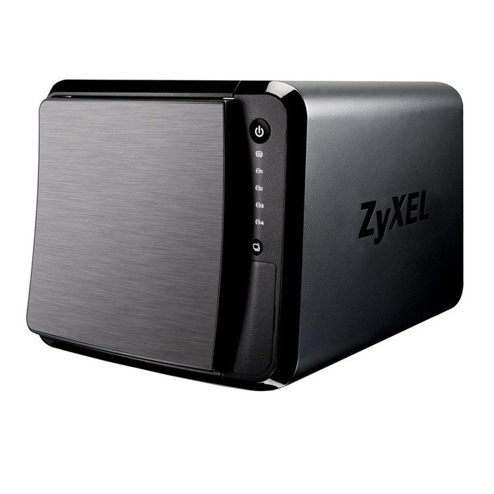 ZYXEL NAS Storage 4 Fiókos Dual Core 1.2GHz, 1GB DDR3 RAM, 2xLAN (1000Mbps), 3xUSB 3.0, 1xSD kártya olvasó (128GB-ig)