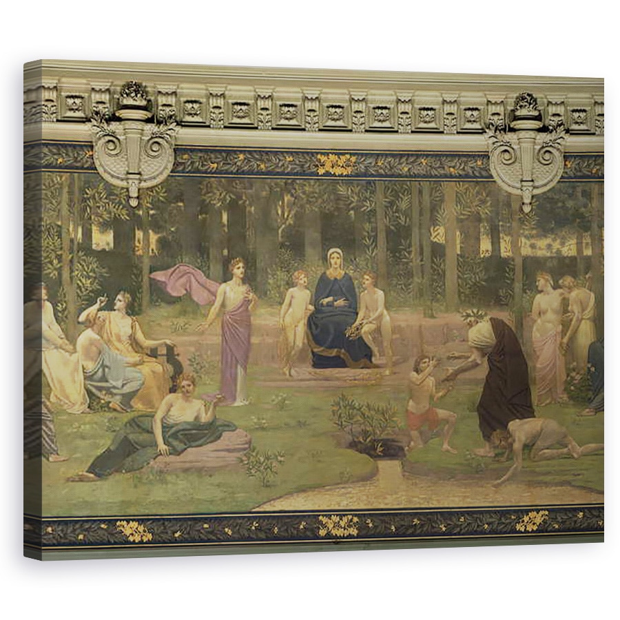 Tablou canvas - Pierre Puvis de Chavannes - Lemn sacru, pictura murala in Marele Amfiteatru reprezentand figuri alegorice ale Sorbonei, 60 x 75 cm