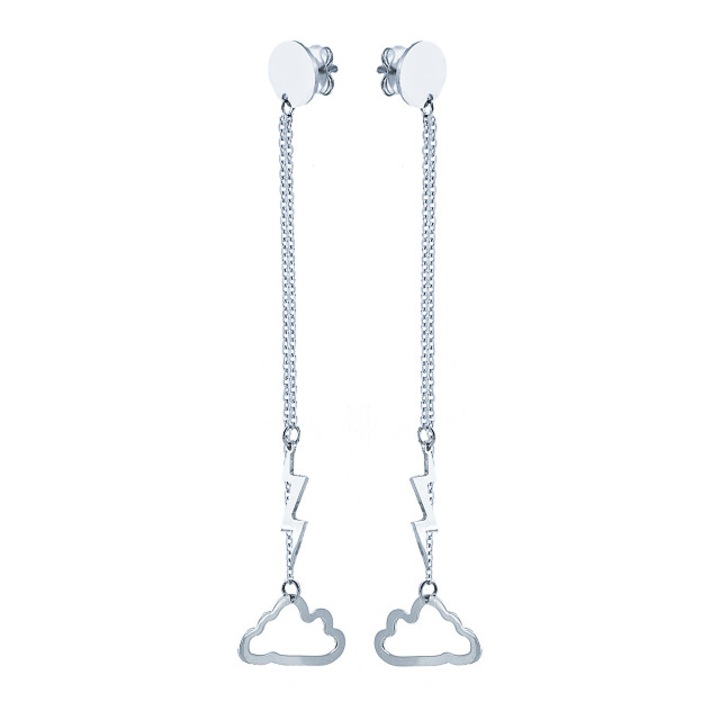 Cercei nor si fulger cu lant din argint rodinat, ARTOR, CL16,Argintiu