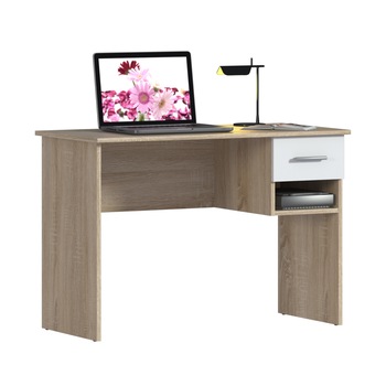 Birou cu 1 serter si 1 raft Sani Mambo, 103x50x71,4 cm, Stejar Sonoma/Alb Birou cu 1 serter si 1 raft Sani Mambo, 103x50x71,4 cm, Stejar Sonoma/Alb