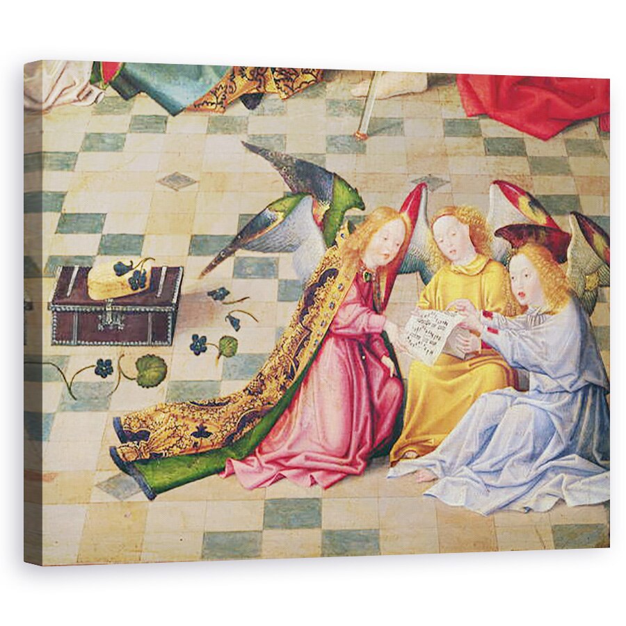 Tablou canvas - Master of the Holy Family - Muzicieni de inger din panoul din dreapta al altarpiesei celor sapte bucurii ale Fecioarei, 40 x 50 cm