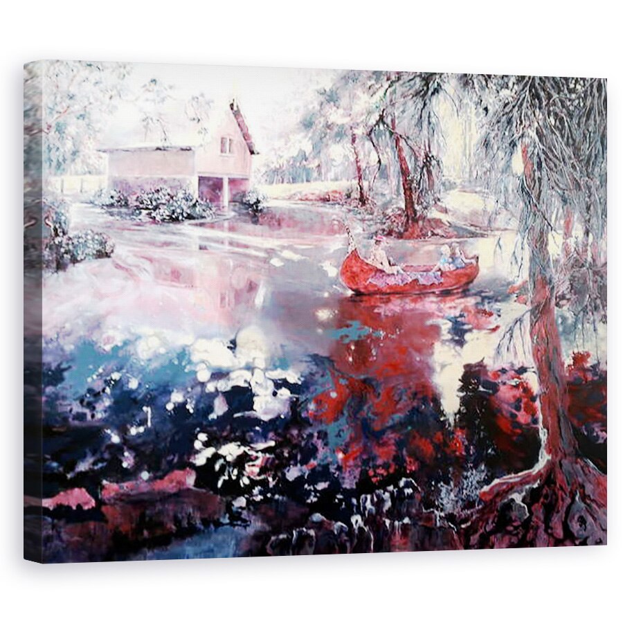 Tablou canvas - Mary Smith - Elvaston barca casa si lac, 40 x 50 cm