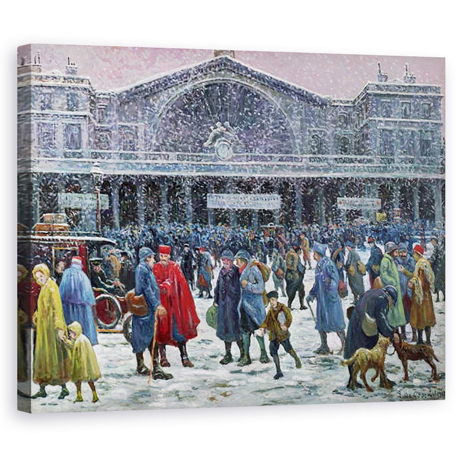 Tablou canvas - Maximilien Luce - Gare de lEst sub zapada, 60 x 75 cm