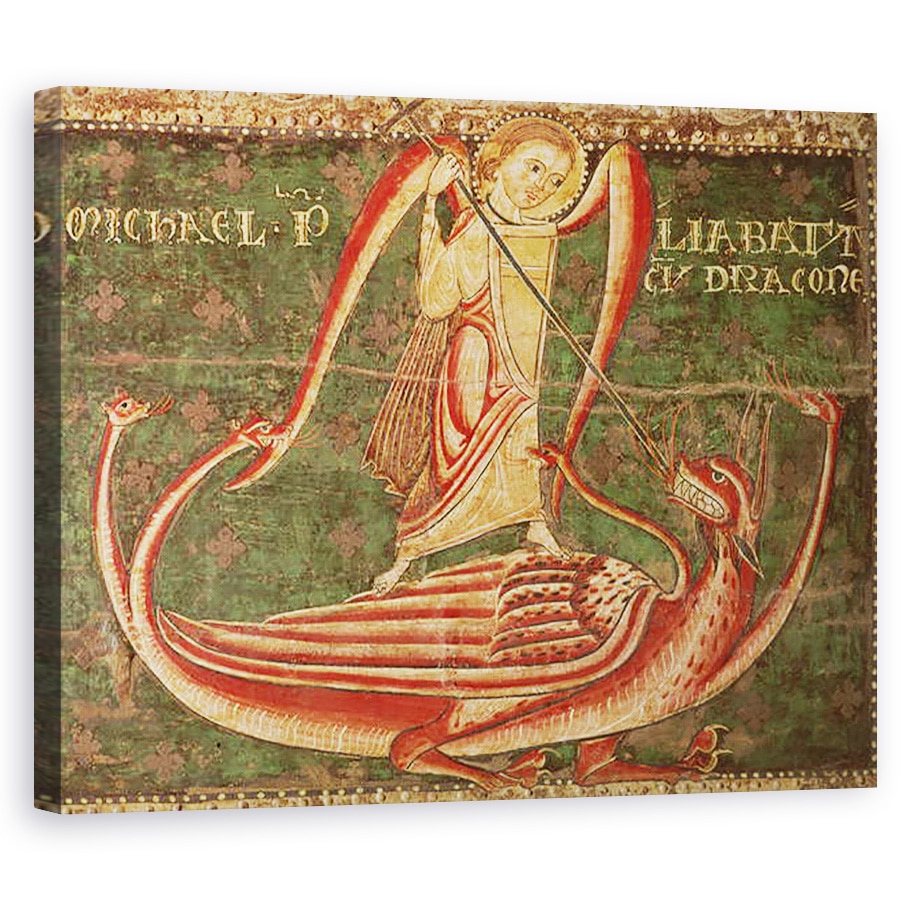 Tablou canvas - Master of Llussà - Sfantul Mihail lupta cu Dragon, 40 x 50 cm