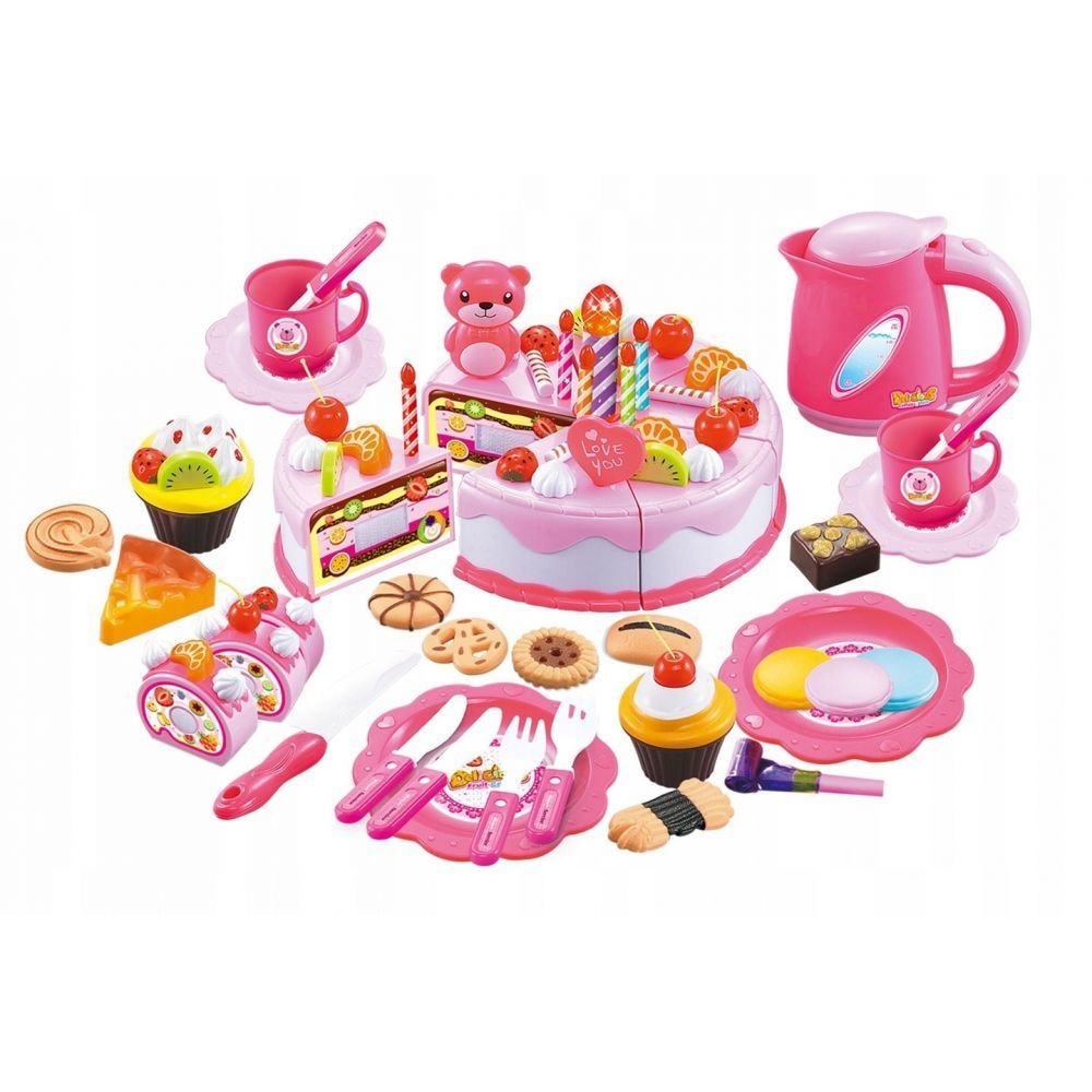 Set tort si vesela Happy Kitchen, 80 de piese si accesorii sigure pentru copii