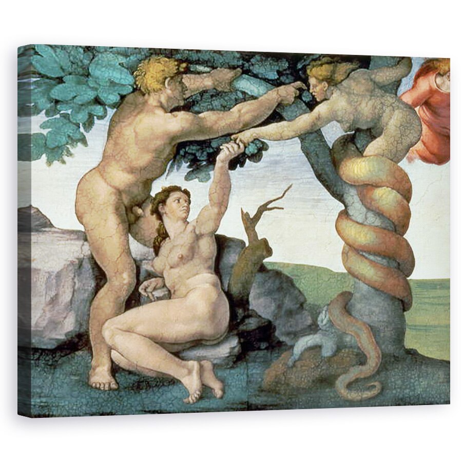 Tablou canvas - Michelangelo Buonarroti - Plafonul Capelei Sixtine 1508-12 - Caderea omului, 40 x 50 cm
