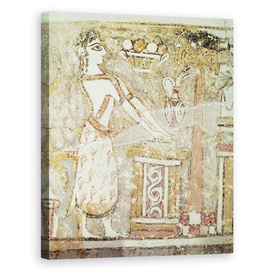 Tablou canvas - Minoan - Preoteasa la un altar, detaliu dintr-un sarcofag dintr-un mormant la Ayia Triada, Creta, perioada minoica tarzie, 40 x 50 cm