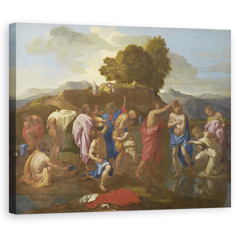 Tablou canvas - Nicolas Poussin - Botezul lui Hristos, 60 x 75 cm