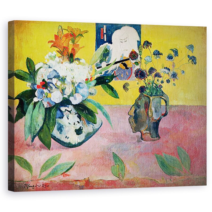 Tablou canvas - Paul Gauguin - Natura statica cu vaza in forma de cap si lemn japonez, 40 x 50 cm