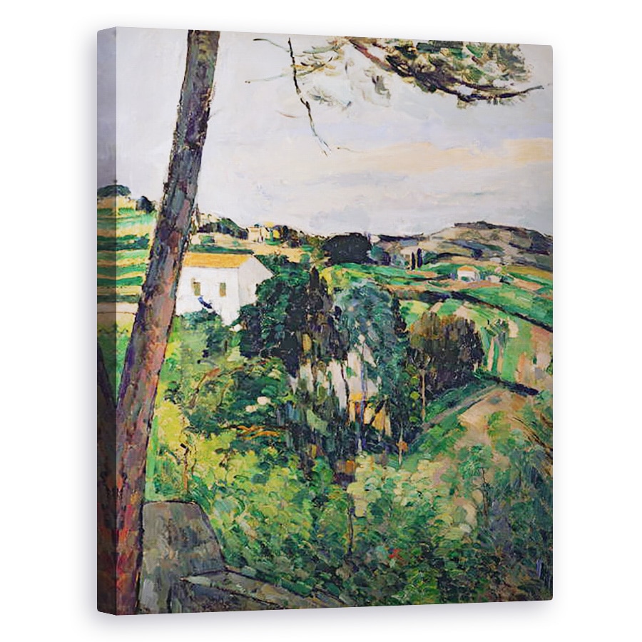 Tablou canvas - Cezanne - Peisaj cu acoperis rosu sau Pinul de la Estaque, 40 x 50 cm - eMAG.ro