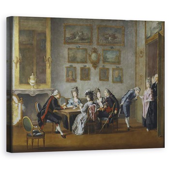 Tablou canvas - Pehr Hillestrom - Card-Party in Casa lui Elis Schroderheim, 60 x 75 cm Tablou canvas - Pehr Hillestrom - Card-Party in Casa lui Elis Schroderheim, 60 x 75 cm
