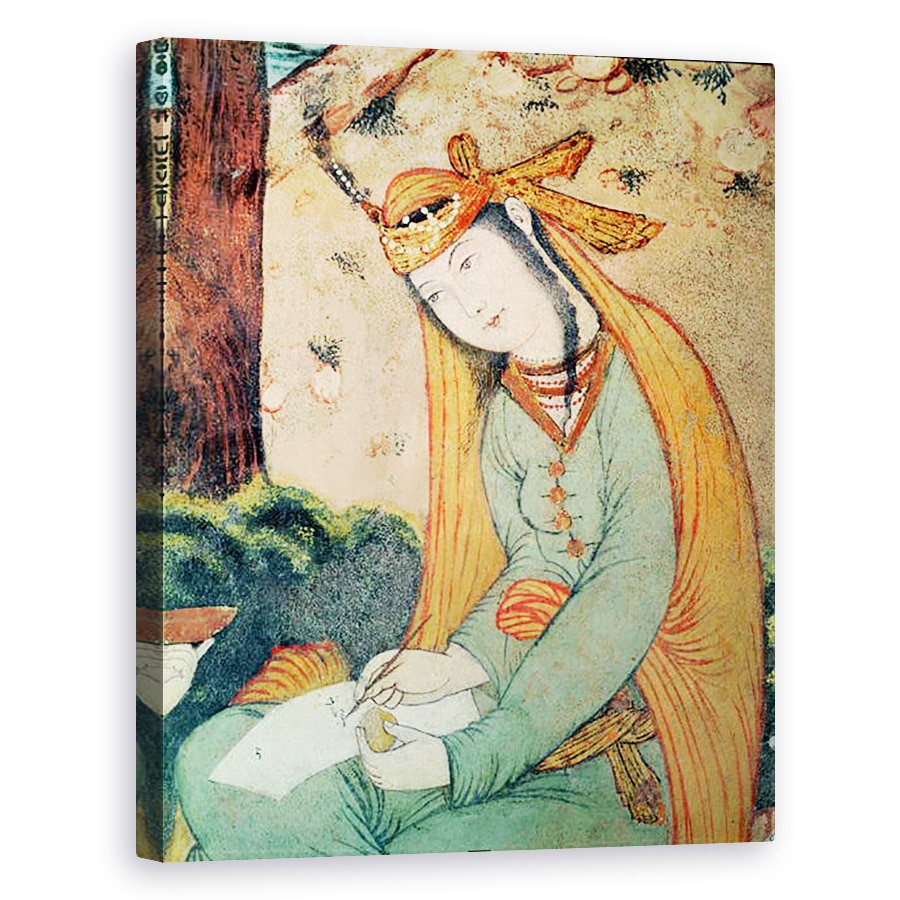 Tablou canvas - Scoala Persana - Femeie Scrierea la Curtea de Shah Abbas I 1571-1629 1585-1627, 40 x 50 cm