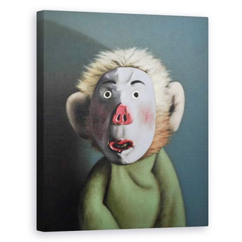 Tablou canvas - Peter Jones - Maimuta in masca de porc, 2005, 40 x 50 cm Tablou canvas - Peter Jones - Maimuta in masca de porc, 2005, 40 x 50 cm