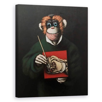 Tablou canvas - Peter Jones - Maimuta pictor, 2005, 40 x 50 cm Tablou canvas - Peter Jones - Maimuta pictor, 2005, 40 x 50 cm