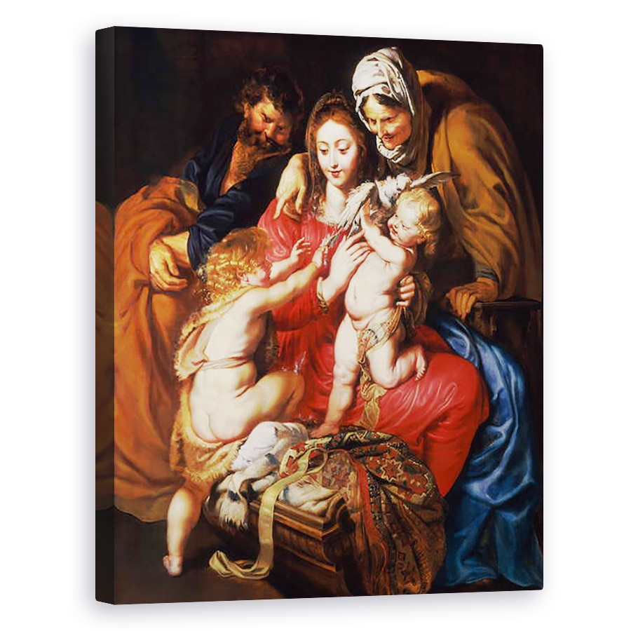 Tablou canvas - Peter Paul Rubens - Sfanta familie cu Sfanta Elisabeta, Sfantul Ioan si un porumbel, 60 x 75 cm