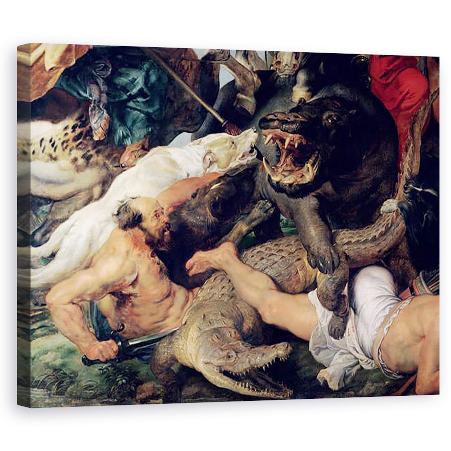 Tablou canvas - Peter Paul Rubens - Hipopotamul si vanatoarea de crocodil, 40 x 50 cm