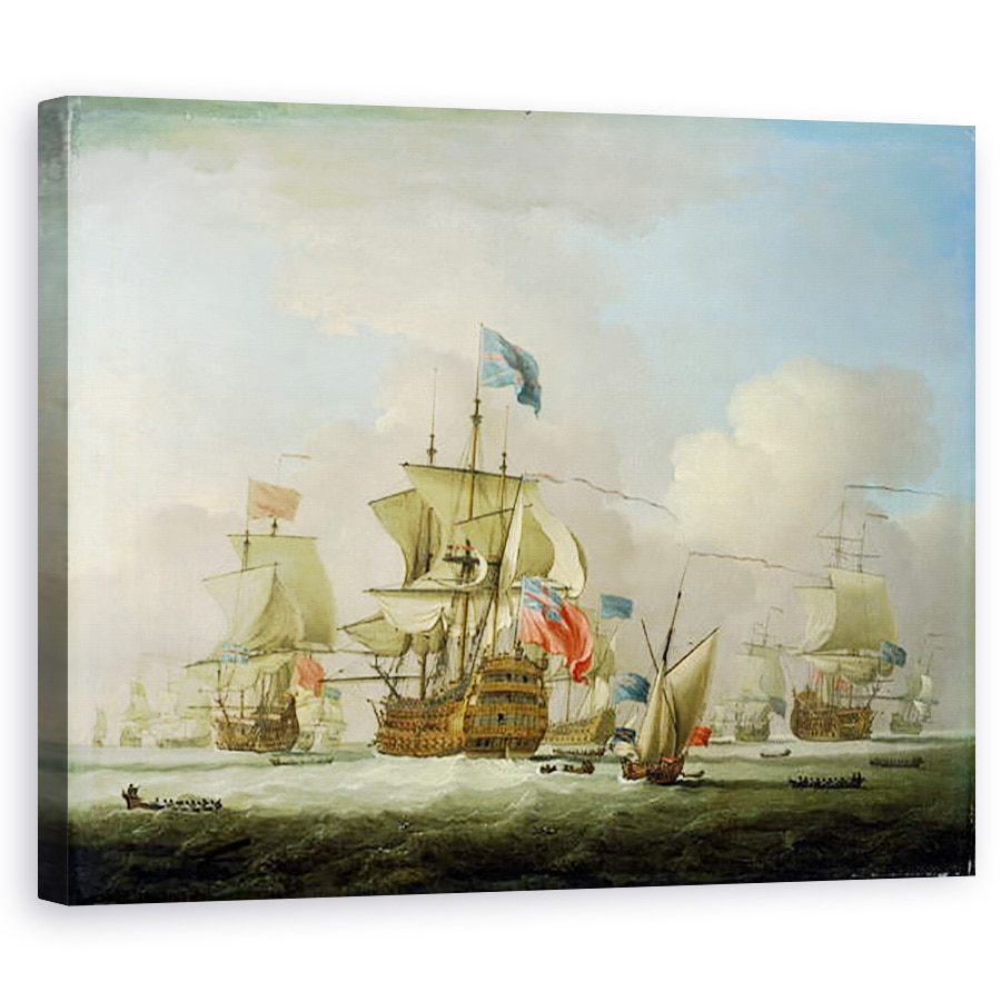 Tablou canvas - Peter Monamy - Barbatii de razboi britanici si un Sloop, 40 x 50 cm
