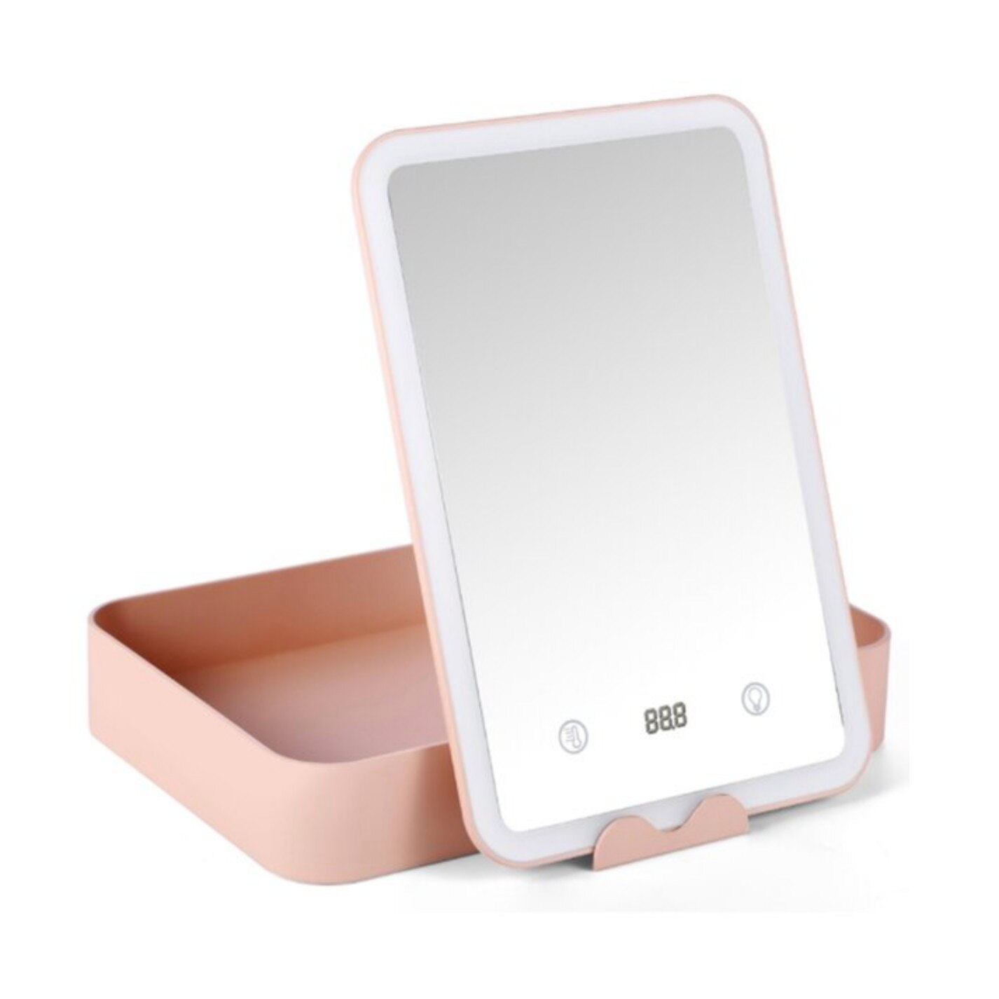 Oglinda cu iluminare LED si cutie de depozitare Pink