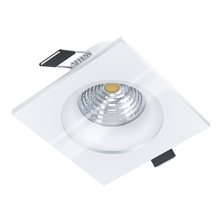 Spot incastrabil SALABATE, EGLO, LED, 6W, 450 lm, 4000K, aluminiu, sticla, alb, 8.8 x 8.8 x 6.8 x 4.2 cm, dimabil, IP44, A+
