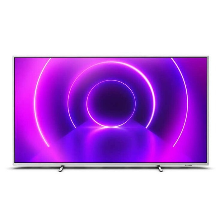 Televizor LED PHILIPS 70 PUS 8555, Smart TV 4K UHD, control vocal, Ambilight, 178 cm, argintiu, Clasa A