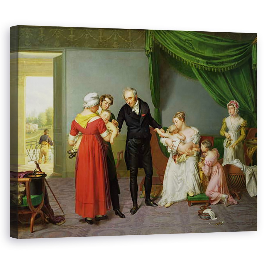 Tablou canvas - Constant Joseph Desbordes - Baronul Jean Louis Alibert efectuand vaccinarea impotriva variolei in Castelul din Liancourt, 40 x 50 cm