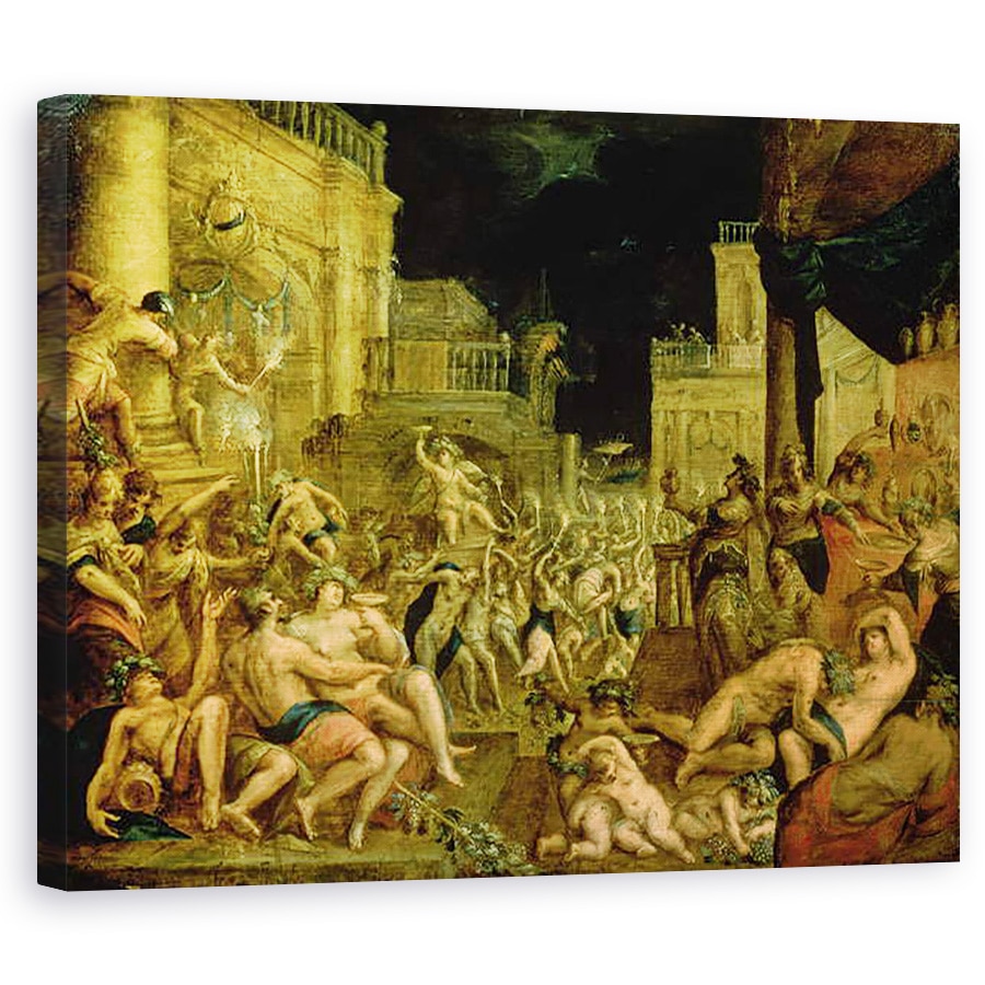 Tablou canvas - Dirk Valkenburg - Bacchus la Curtea de la Midas, 60 x 75 cm