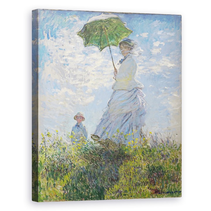 Claude Monet - Nő egy napernyővel - Madame Monet és fia, Vászonkép, 40 x 50 cm