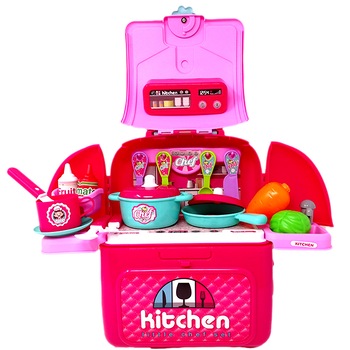 Set Bucatarie Salamandra KidsRucsac 2 in 1 de Jucarie cu Accesorii, Roz Set Bucatarie Salamandra KidsRucsac 2 in 1 de Jucarie cu Accesorii, Roz