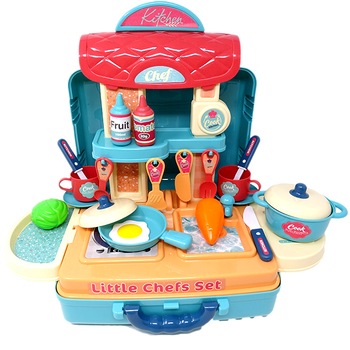 Set Bucatarie Salamandra Kids Valiza 3 in 1 de Jucarie cu accesorii, Verde Set Bucatarie Salamandra Kids Valiza 3 in 1 de Jucarie cu accesorii, Verde