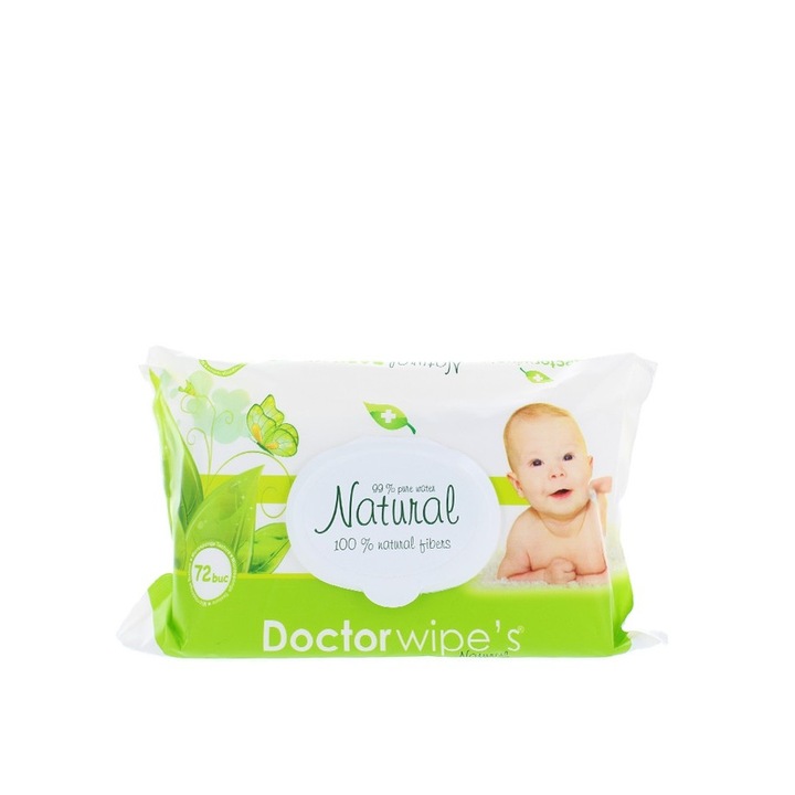 Doctor Wipe's Natural мокри кърпички за деца с капак 72 бр