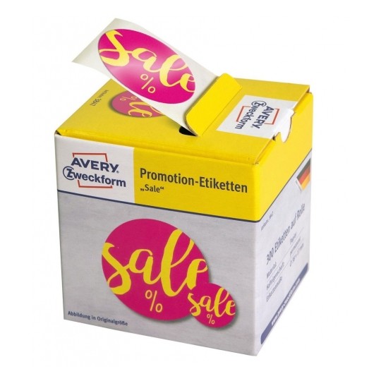 Etichete autoadezive Avery Zweckform 3847, 100 x Ø 38 mm 200 x Ø 17 mm, 300 buc,/ rola, Sale/Reducere