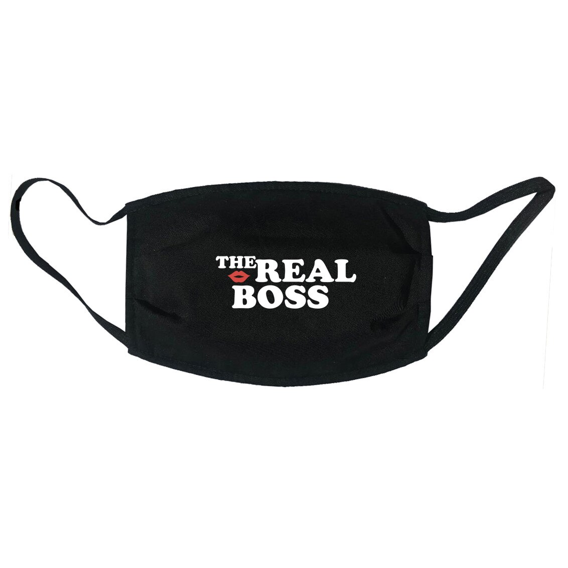 Masca personalizata reutilizabila, din material textil, cu imprimeu ”The Real Boss