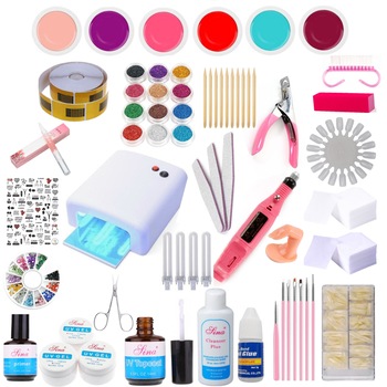 Kit complet pentru unghii false, cu lampa UV si freza electrica si 399 piese Kit complet pentru unghii false, cu lampa UV si freza electrica si 399 piese