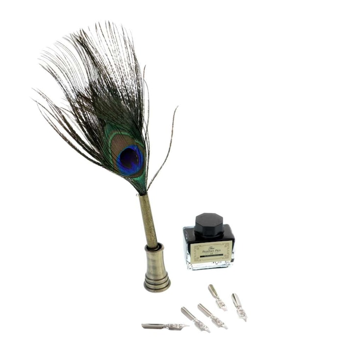 Set Caligrafie cu Pana de Paun 8 Piese