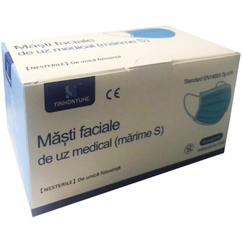 Set 50 masti faciale de uz medical pentru copii, Marimea S Set 50 masti faciale de uz medical pentru copii, Marimea S