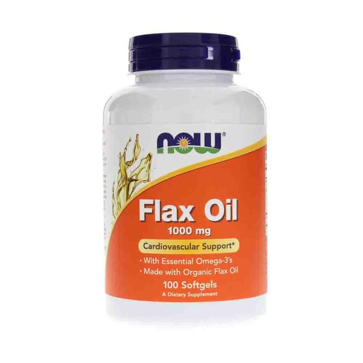 Flax Oil Organic (Ulei din seminte de in), 1000mg, Now Foods, 100 softgels